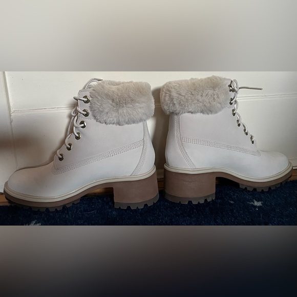 SOLD elsewhere - $140 Timberland Kinsley 6” White Leather Fur Boot sz 7 Cream - Picture 5 of 9